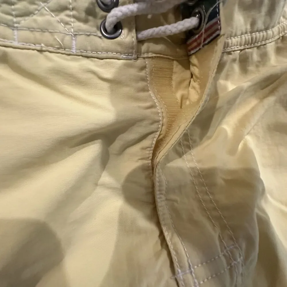 Vintage 90s Polo Ralph Lauren Board Shorts Mens L Yellow Swim Trunks Drawstring